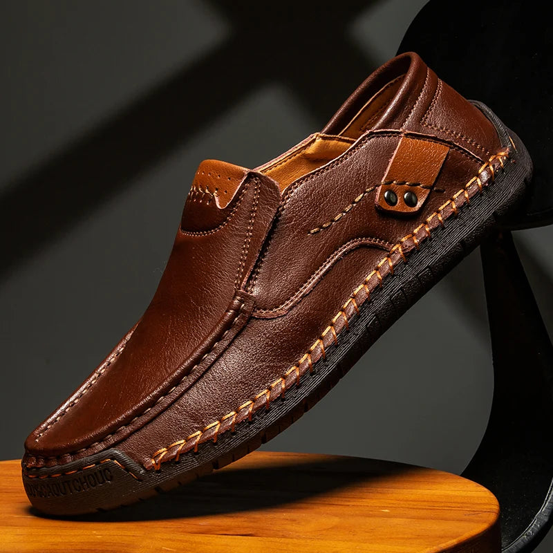 Handmade Genuine Leather Slip-On Loafers for Men.